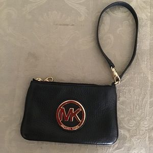 Michael Kors black leather mini-purse/wristlet